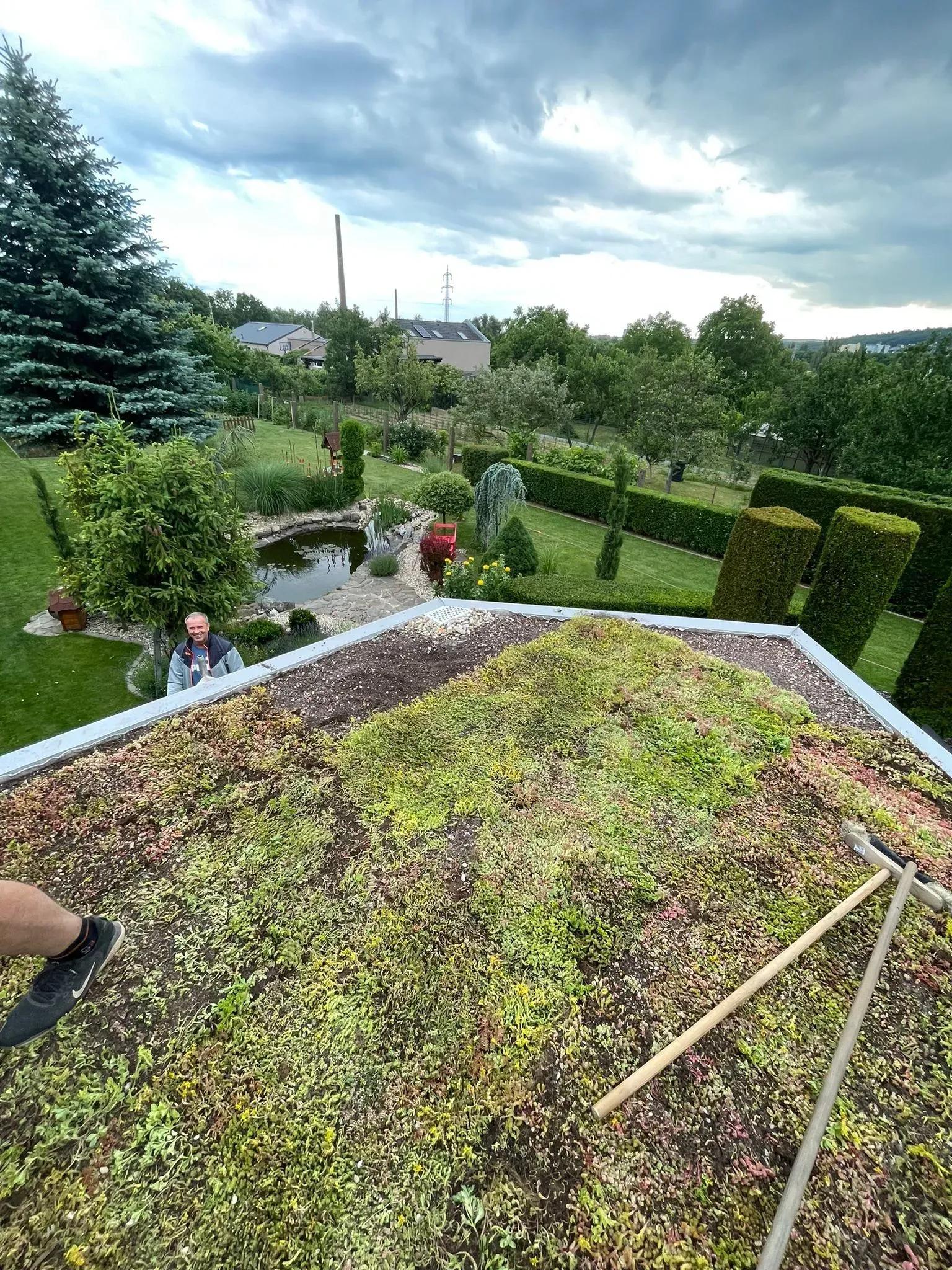 Realizácia extenzívnej zelenej strechy na prístrešku v Košiciach