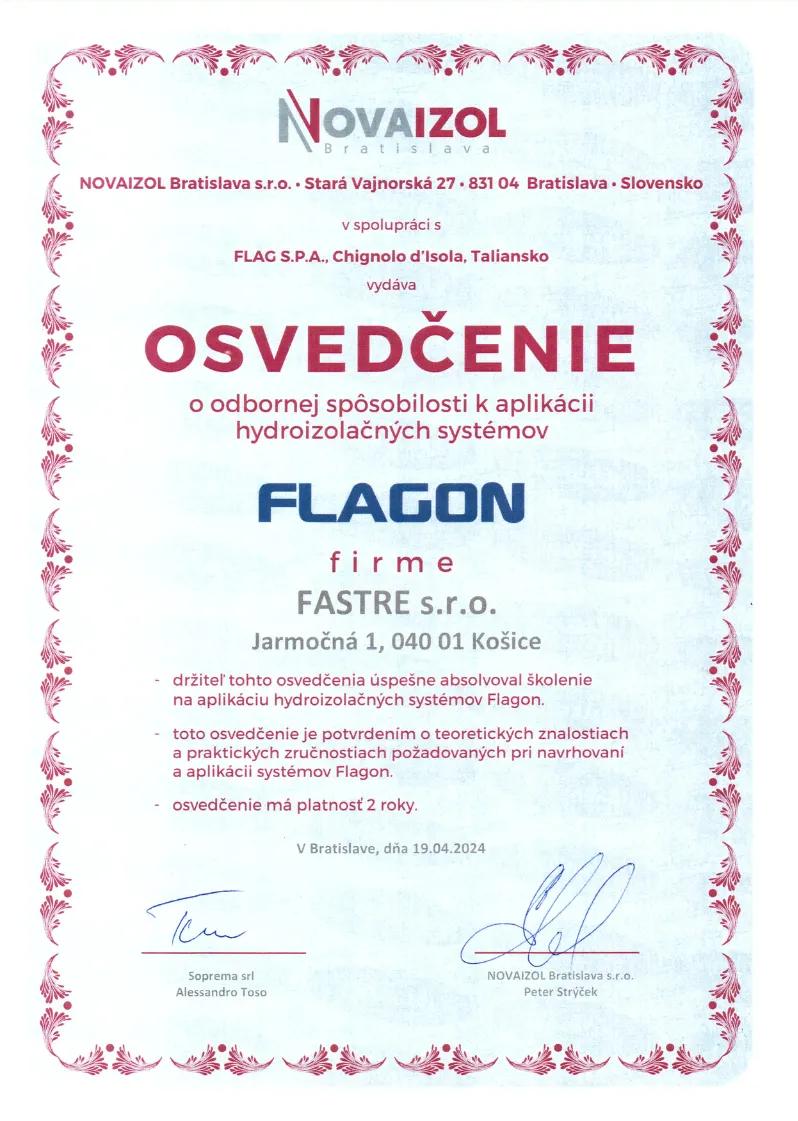 Osvedčenie Flagon